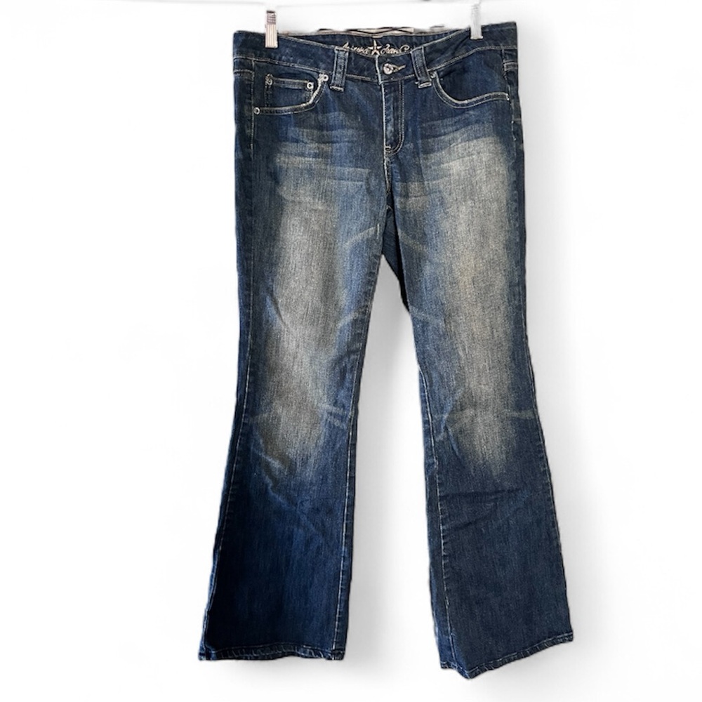 Arizona Jeans Co Vintage Denim Medium Wash Flare Stretch Sz 11 Y2K 90’s Festival